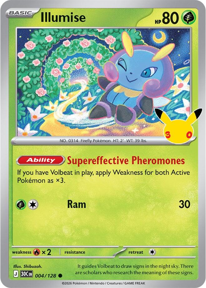 Illumise 004/128 Common 30th Celebration Pokémon card