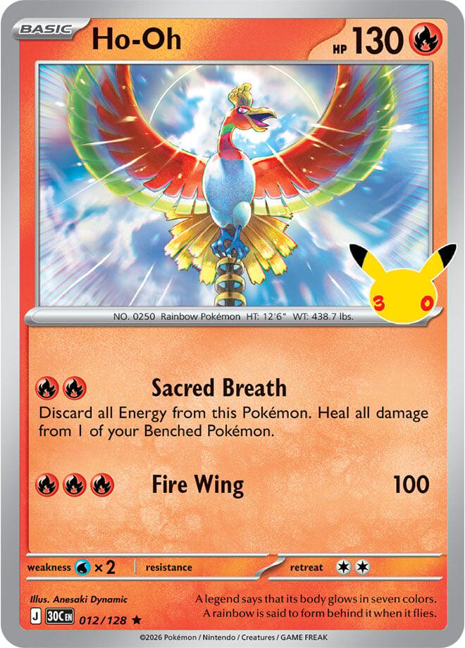 Ho-Oh 012/128 Rare 30th Celebration Pokémon card
