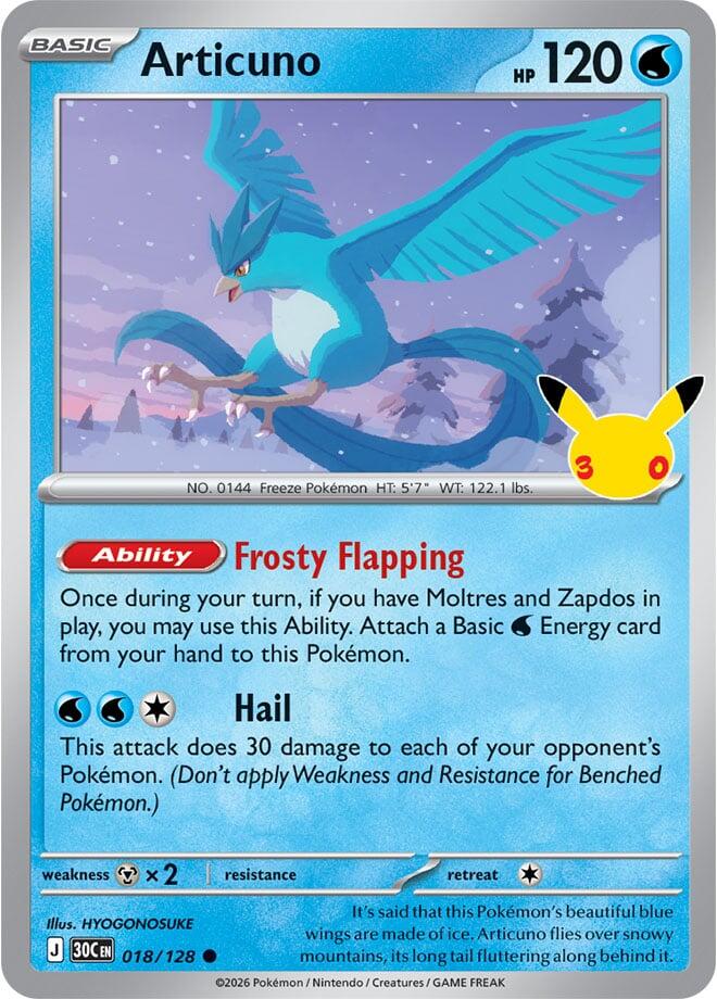 Articuno - 018/128 018/128 Common 30th Celebration Pokémon card