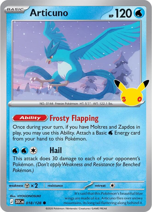 Articuno - 018/128 018/128 Common 30th Celebration Pokémon card