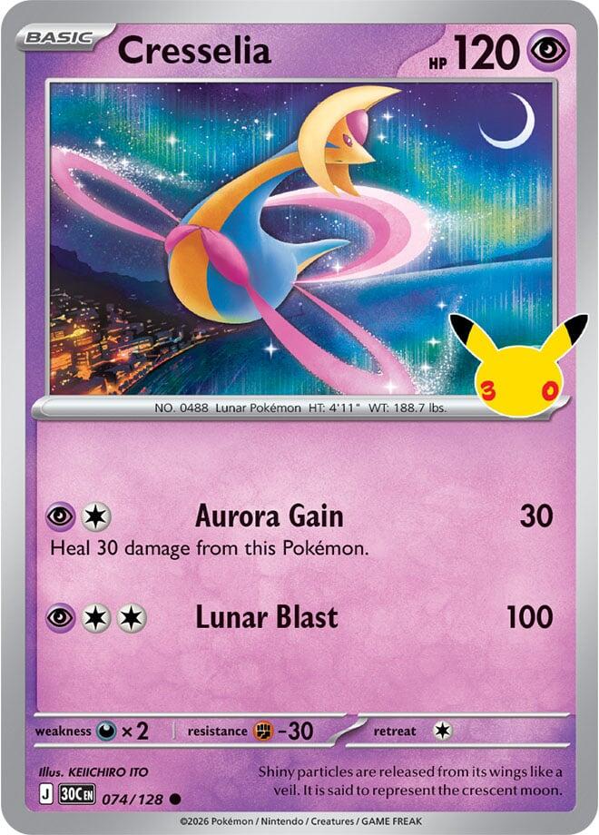 Cresselia 074/128 Common 30th Celebration Pokémon card