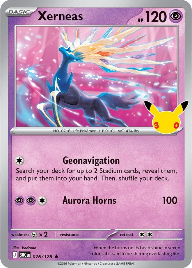 Xerneas 076/128 Rare 30th Celebration Pokémon card