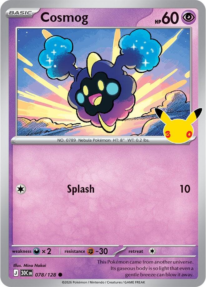 Cosmog 078/128 Common 30th Celebration Pokémon card