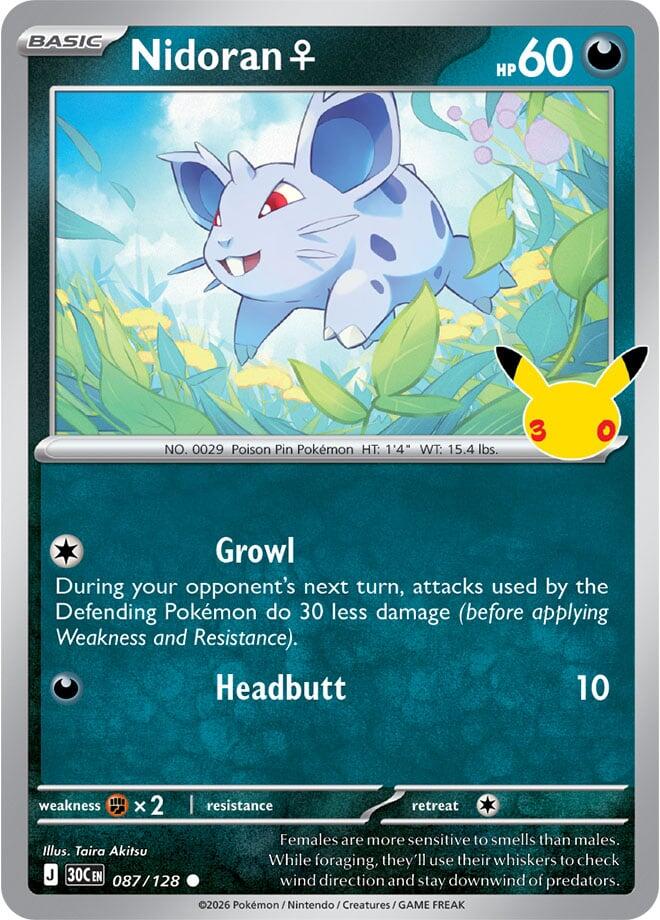 Nidoran F 087/128 Common 30th Celebration Pokémon card