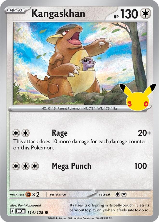 Kangaskhan 114/128 Common 30th Celebration Pokémon card