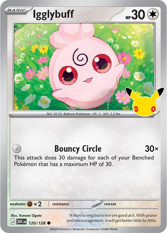 Igglybuff 120/128 Common 30th Celebration Pokémon card
