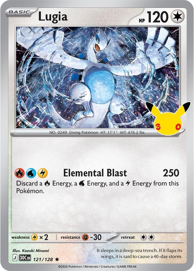 Lugia 121/128 Rare 30th Celebration Pokémon card