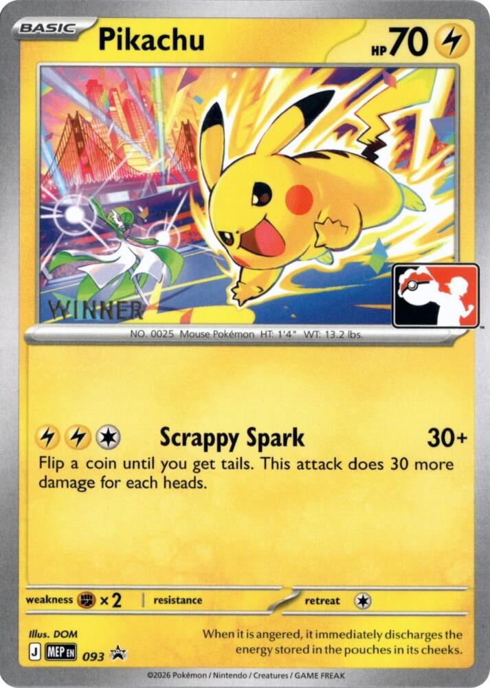 Pikachu - 093 (Winner) 93 Promo Mega Evolution Promo Pokémon card