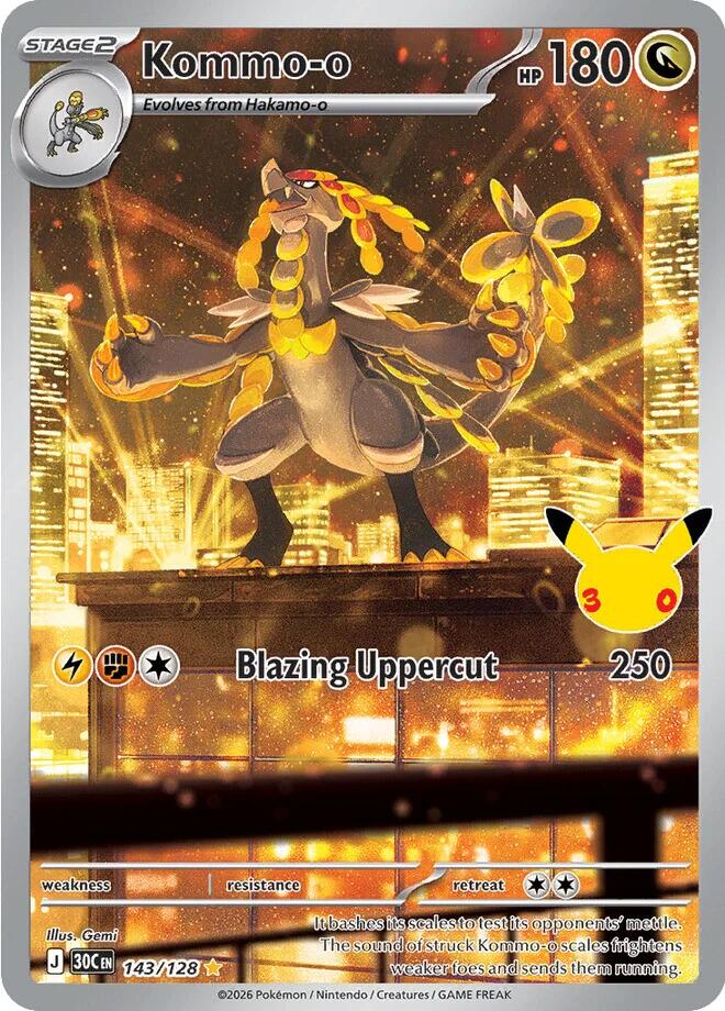 Kommo-o - 143/128 143/128 Illustration Rare 30th Celebration Pokémon card