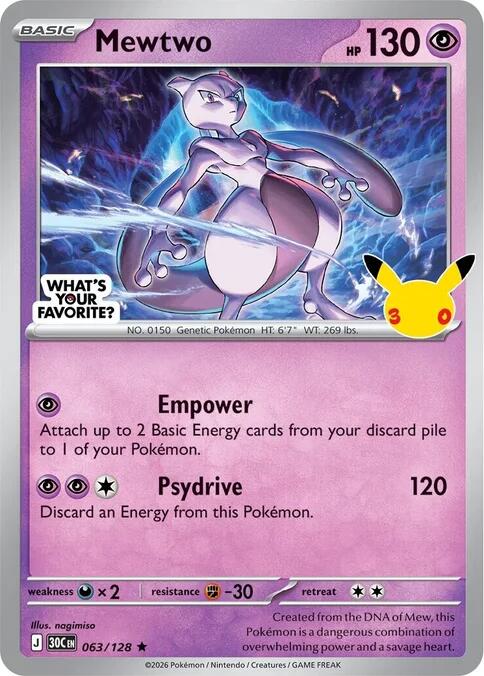 Mewtwo - 063/128 (What's Your Favorite Stamp) 063/128 Rare Miscellaneous Cards & Products Pokémon card