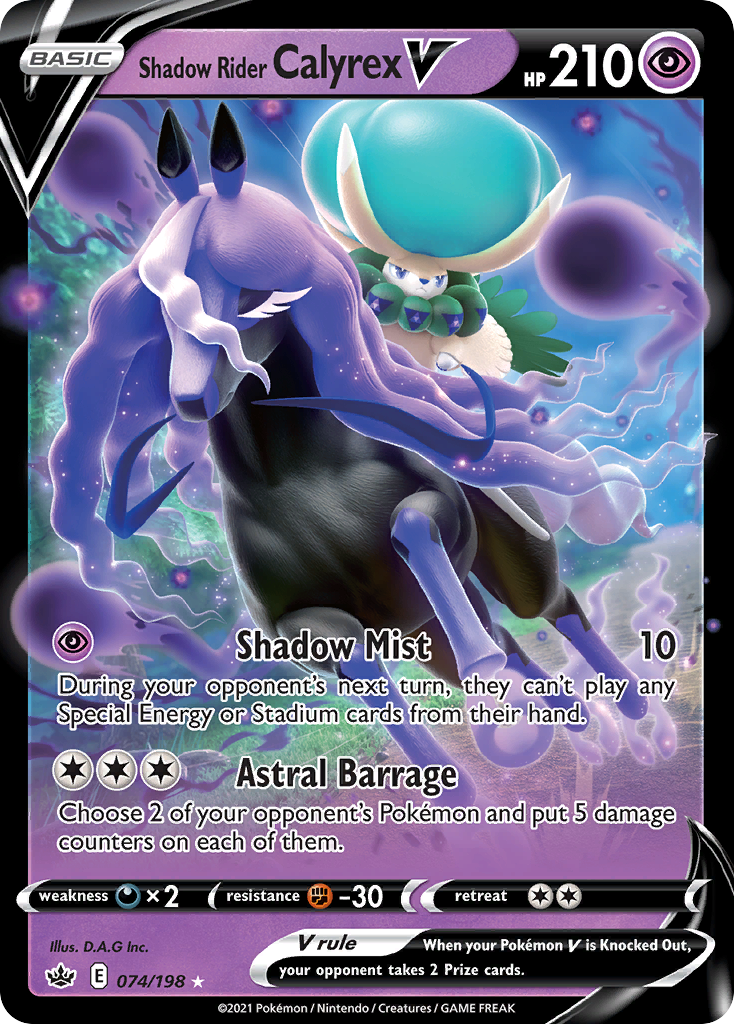 Shadow Rider Calyrex V 074/198 Rare Holo V Chilling Reign