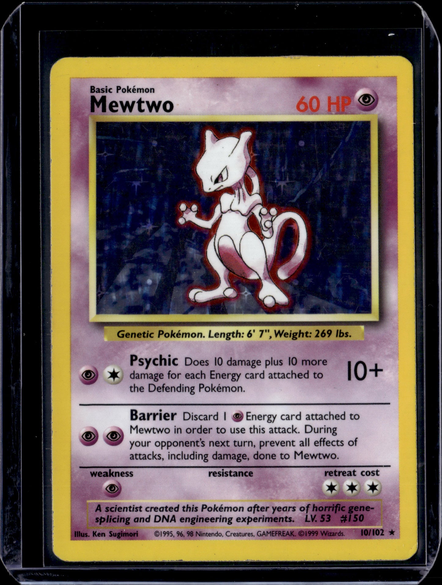 Mewtwo Base Set #010/102 Holofoil Pokémon Card (front)