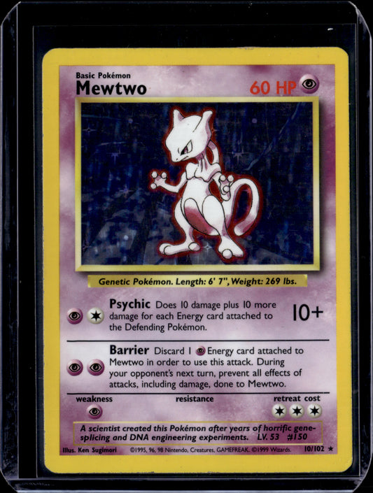 Mewtwo Base Set #010/102 Holofoil Pokémon Card (front)