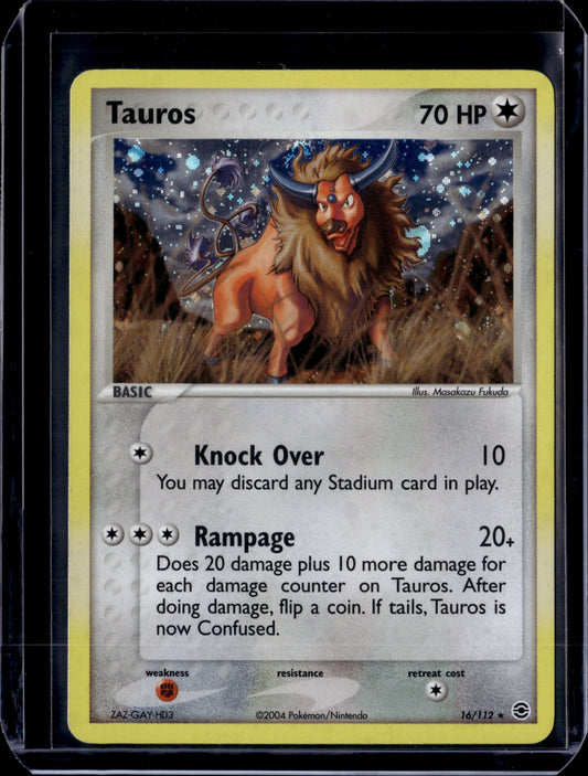 Tauros FireRed & LeafGreen #16/112 Holofoil Pokémon Card (front)