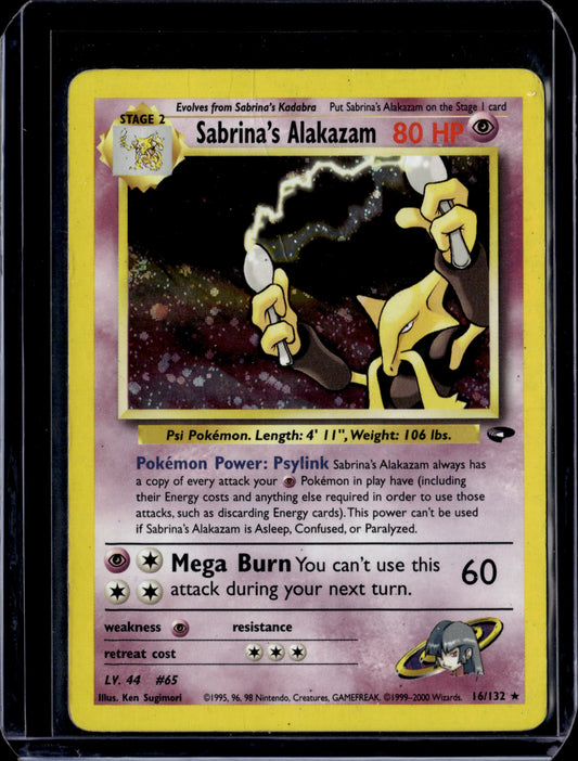 Sabrina's Alakazam Gym Challenge #016/132 Unlimited Holofoil Pokémon Card (front)