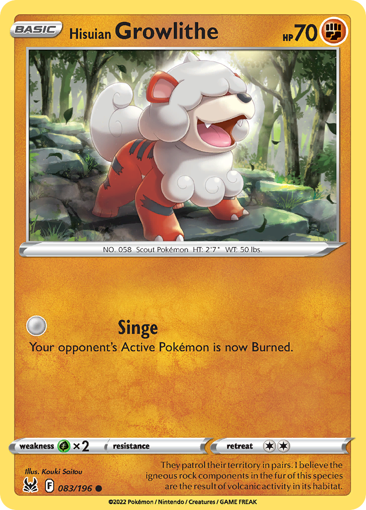 Hisuian Growlithe 083/196 Common Lost Origin