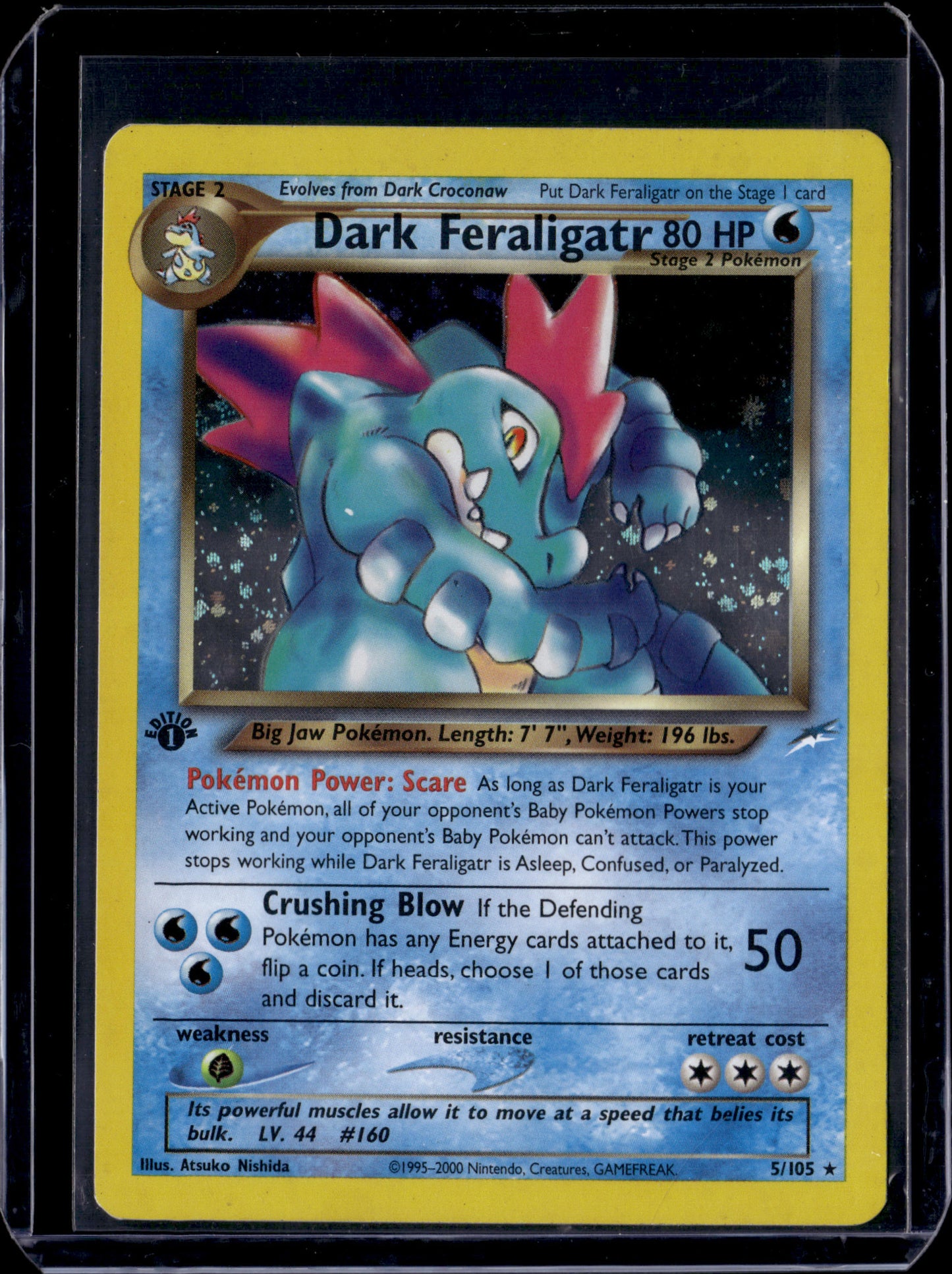 Dark Feraligatr Neo Destiny #005/105 1st Edition Holofoil Pokémon Card (front)
