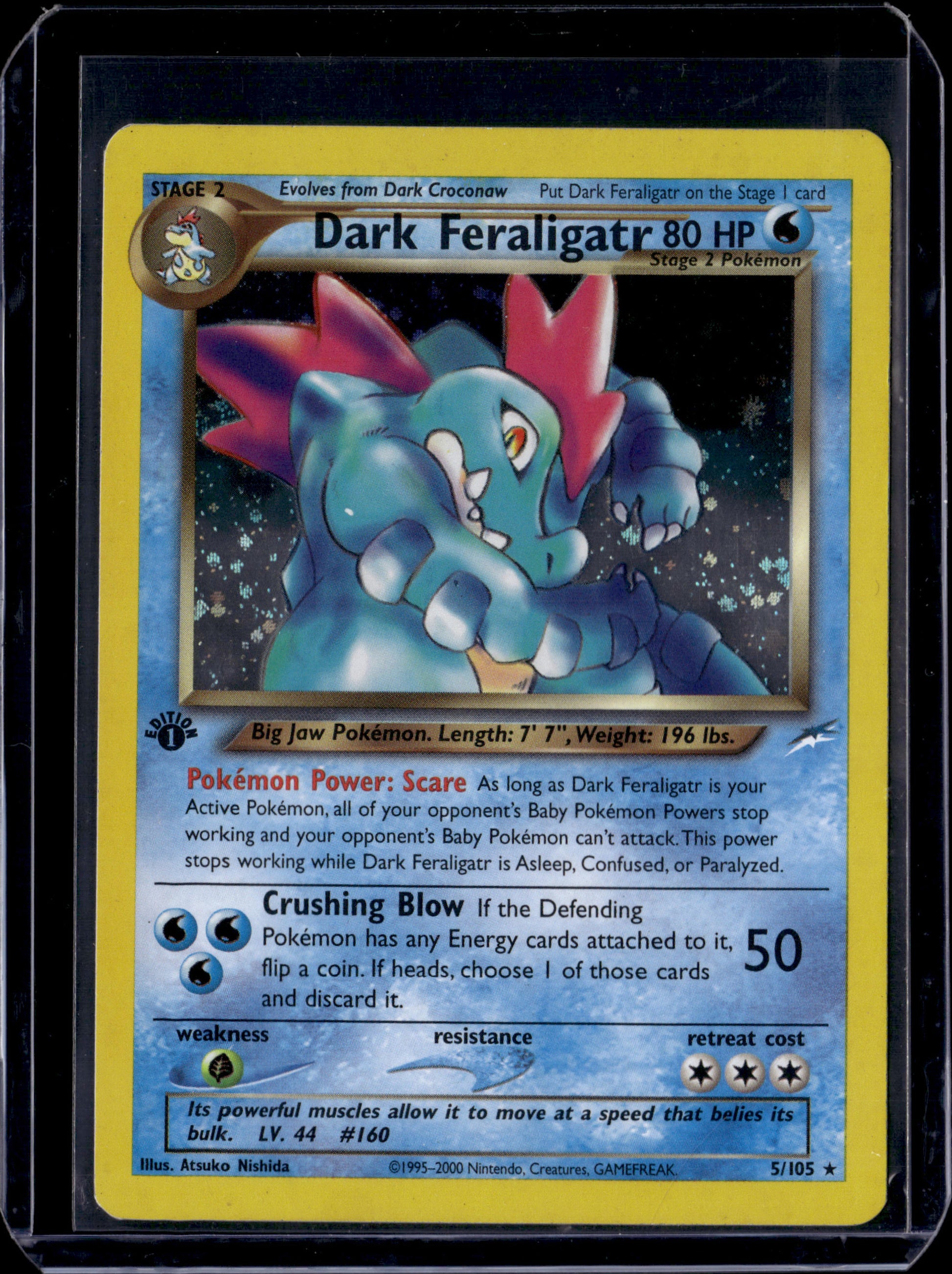 Dark Feraligatr Neo Destiny #005/105 1st Edition Holofoil Pokémon Card (front)