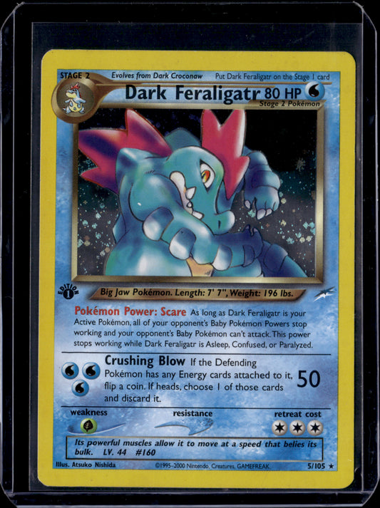 Dark Feraligatr Neo Destiny #005/105 1st Edition Holofoil Pokémon Card (front)