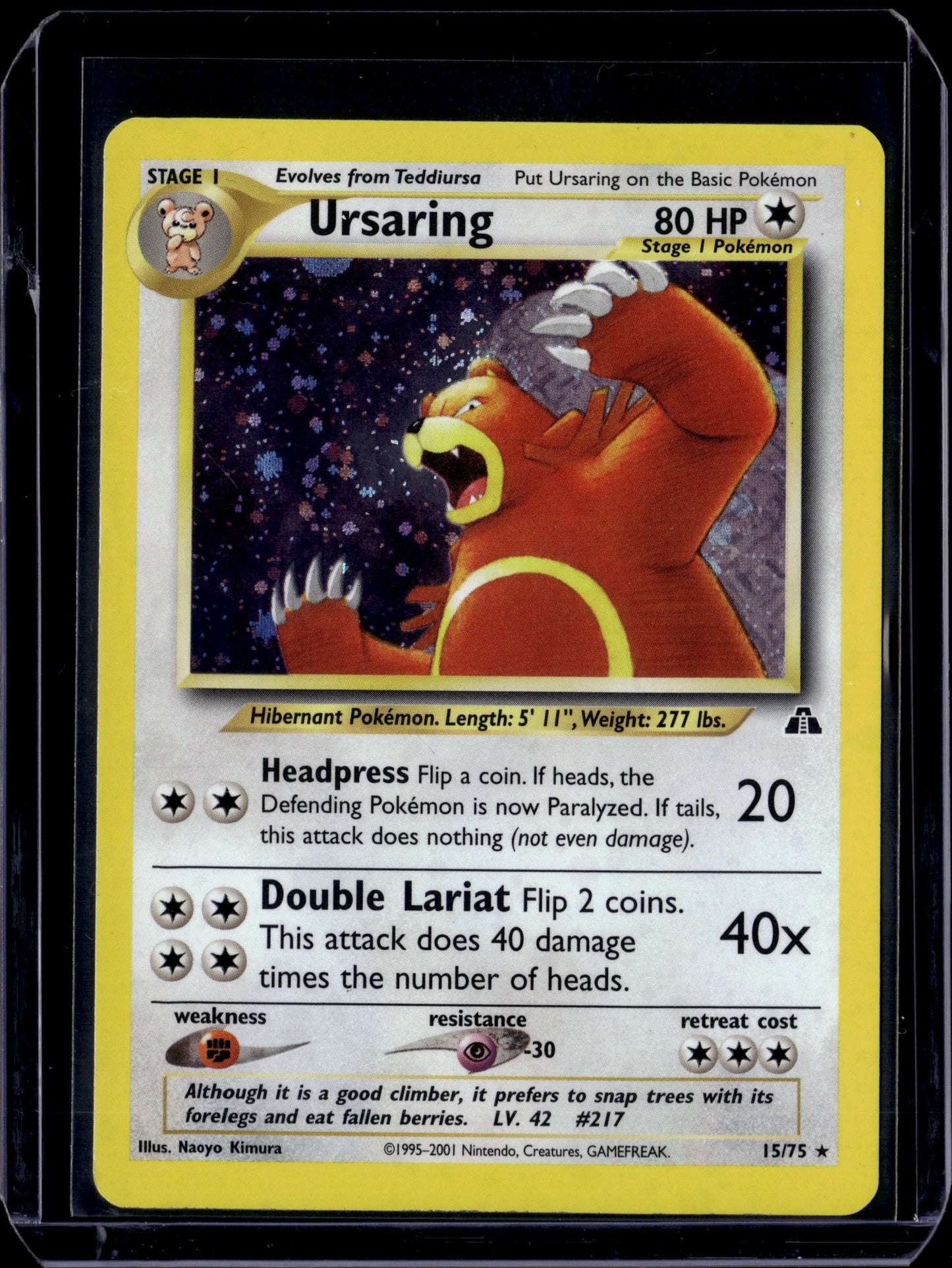 Ursaring (15) Neo Discovery #15/75 Unlimited Holofoil Pokémon Card (front)
