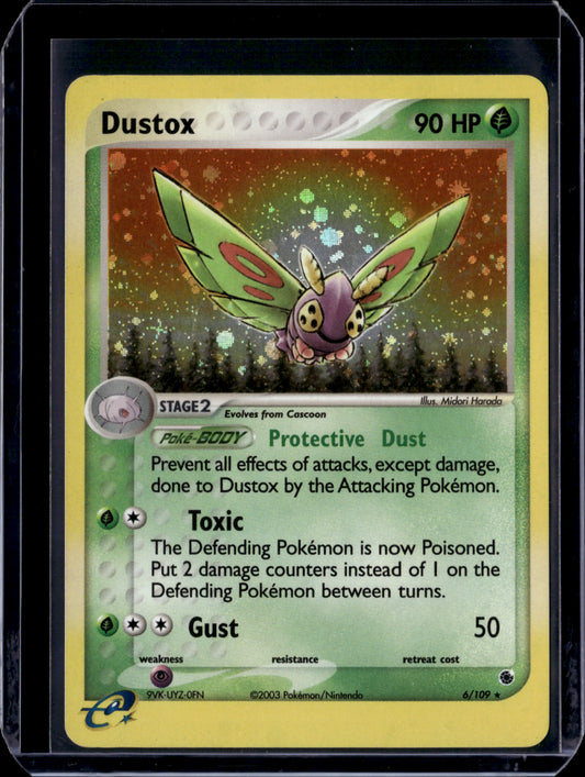 Dustox Ruby and Sapphire #6/109 Holofoil Pokémon Card (front)