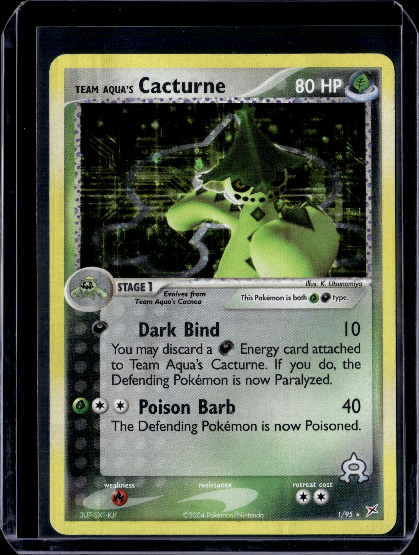 Team Aqua's Cacturne Team Magma vs Team Aqua #1/95 Holofoil Pokémon Card (front)