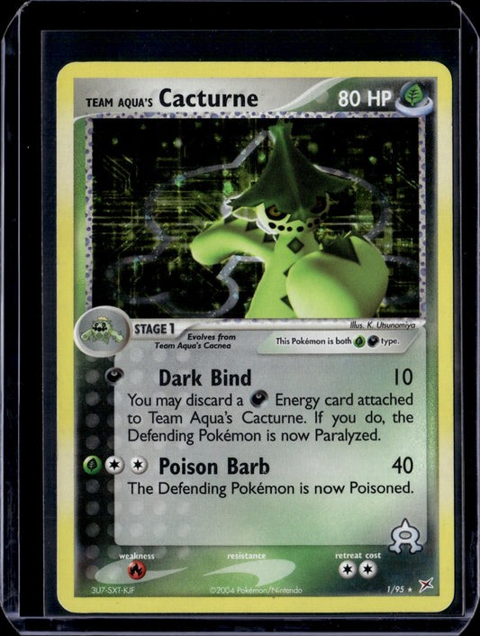 Team Aqua's Cacturne Team Magma vs Team Aqua #1/95 Holofoil Pokémon Card (front)