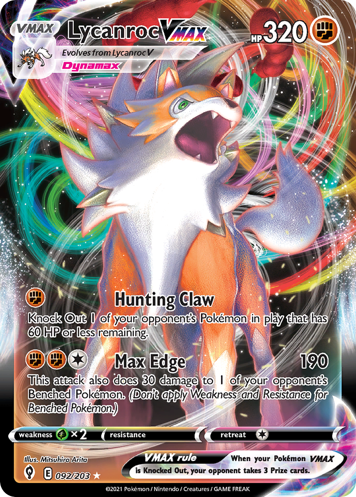 Lycanroc VMAX 092/203 Rare Holo VMAX Evolving Skies