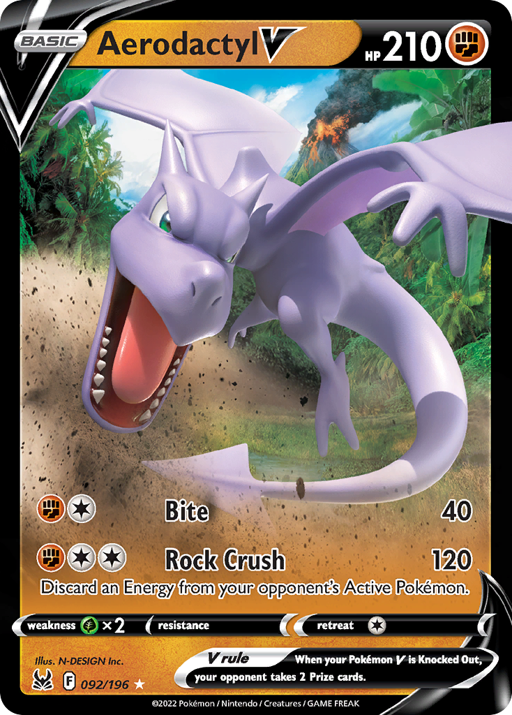 Aerodactyl V 092/196 Rare Holo V Lost Origin