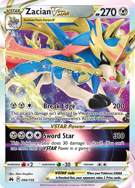 Zacian VSTAR 096/159 Rare Holo VSTAR Crown Zenith