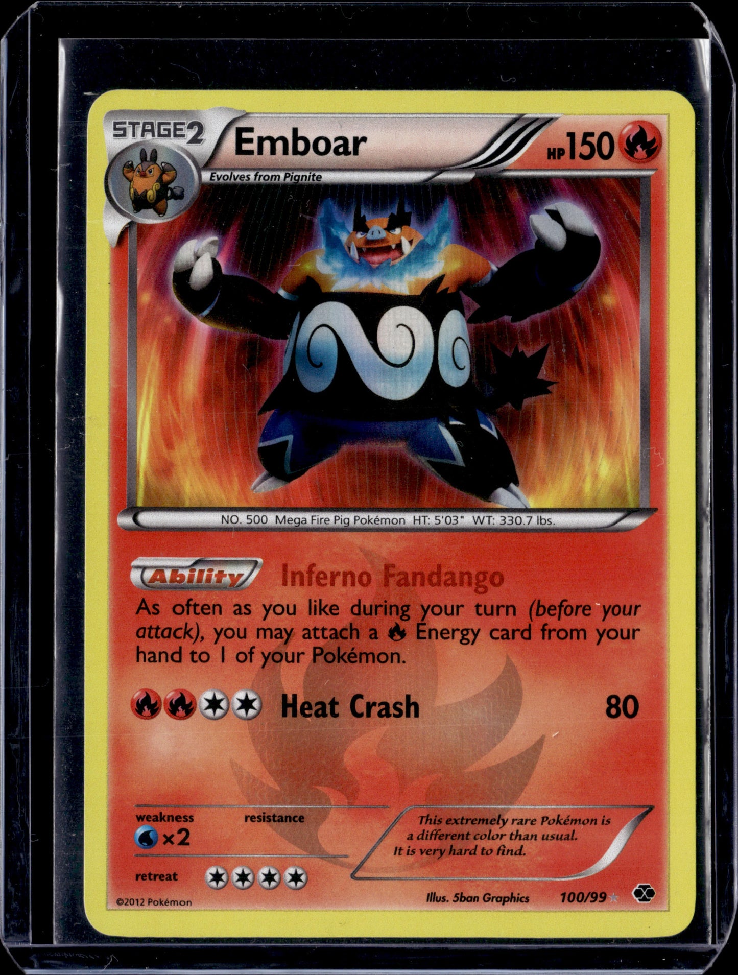 Emboar Next Destinies #100/99 Holofoil Pokémon Card (front)