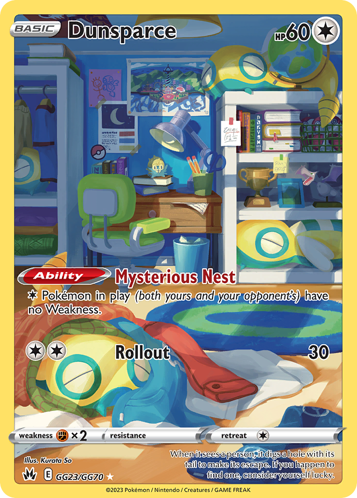 Dunsparce GG23/070 Trainer Gallery Rare Holo Crown Zenith Galarian Gallery