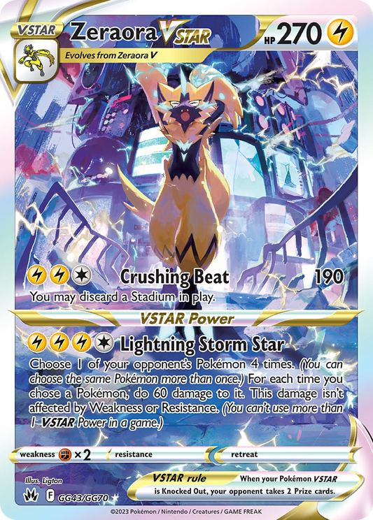 Zeraora VSTAR GG43/070 Rare Holo VSTAR Crown Zenith Galarian Gallery