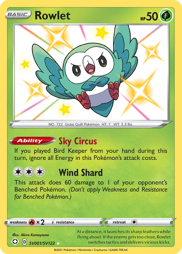 Rowlet SV001/122 Rare Shiny Shining Fates Shiny Vault