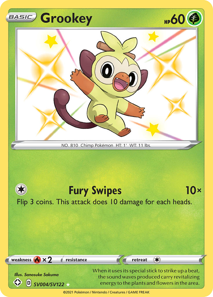 Grookey SV004/122 Rare Shiny Shining Fates Shiny Vault