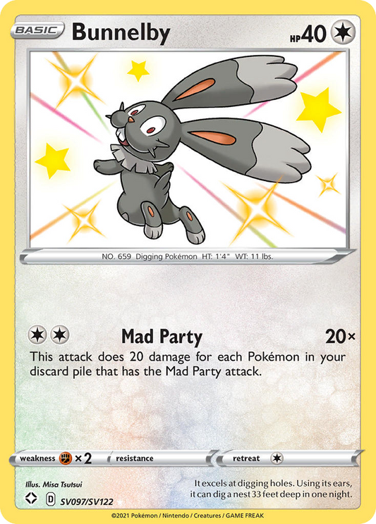 Bunnelby SV097/122 Rare Shiny Shining Fates Shiny Vault