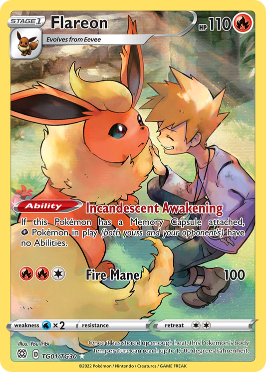 Flareon TG01/030 Trainer Gallery Rare Holo Brilliant Stars Trainer Gallery