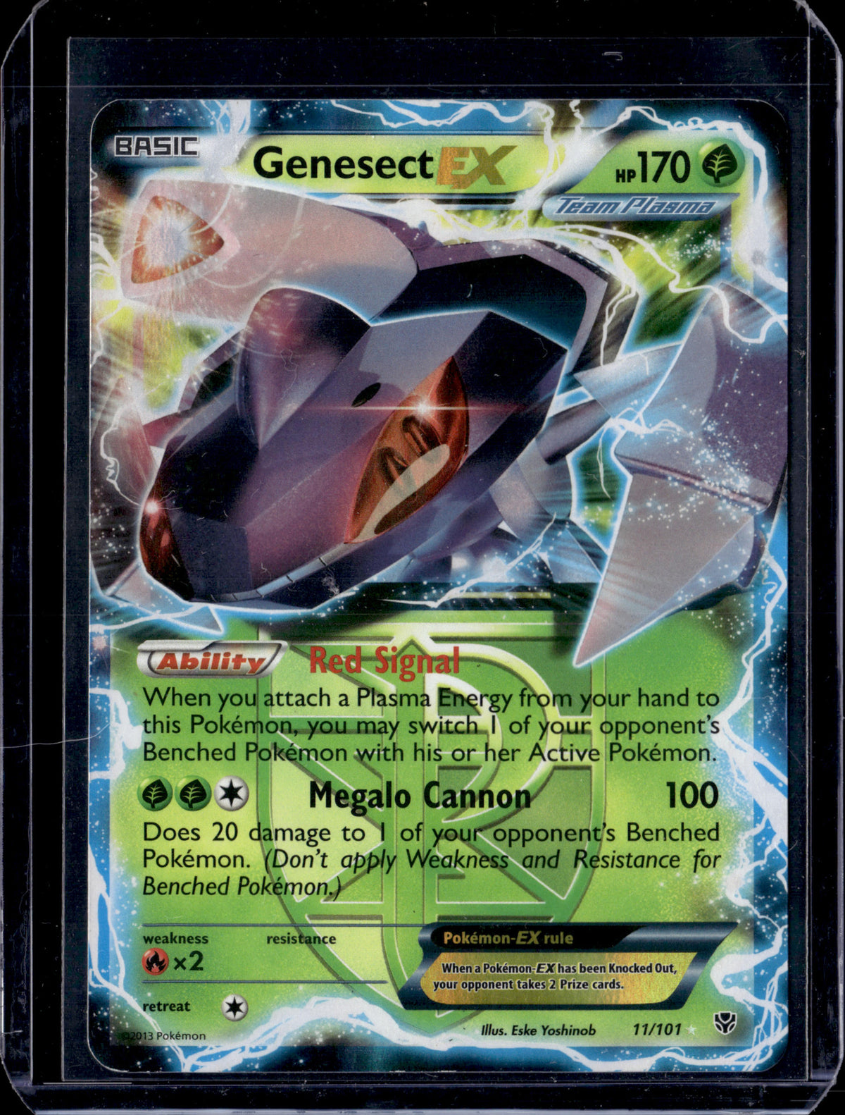 Genesect EX (Team Plasma) Plasma Blast #11/101 Holofoil Pokémon Card (front)