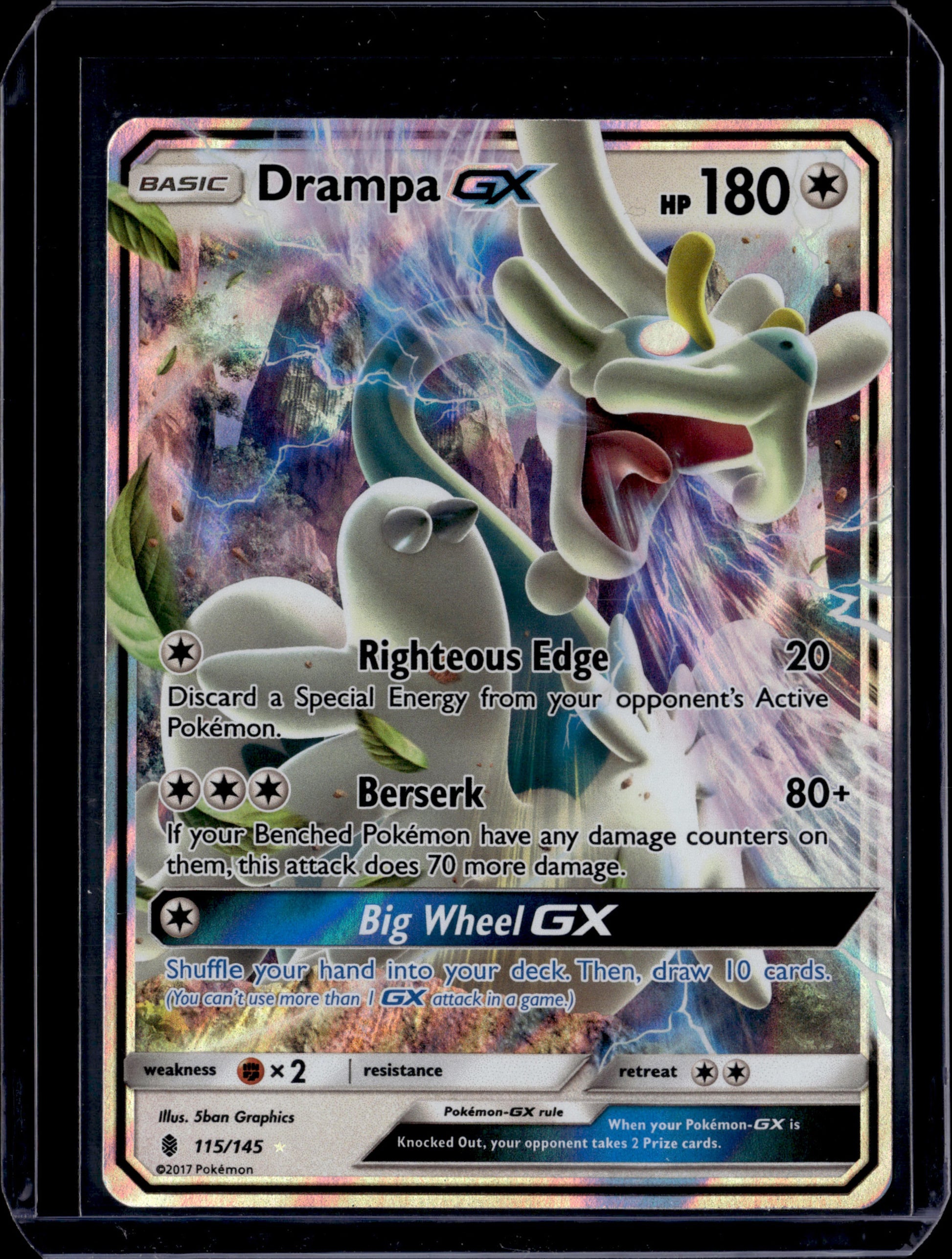 Drampa GX SM - Guardians Rising #115/145 Holofoil Pokémon Card (front)