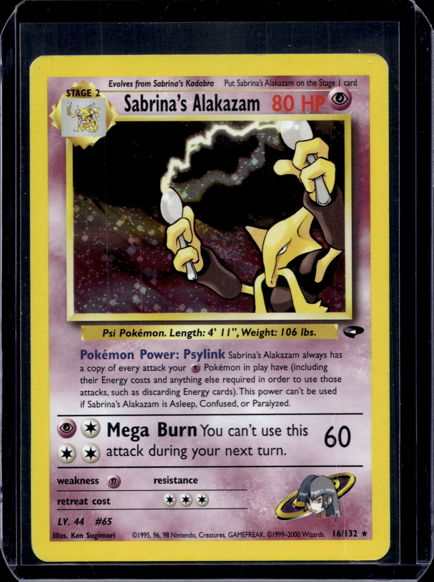 Sabrina's Alakazam Gym Challenge #016/132 Unlimited Holofoil Pokémon Card (front)