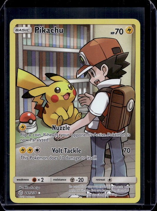 Pikachu (Secret) SM - Cosmic Eclipse #241/236 Holofoil Pokémon Card (front)