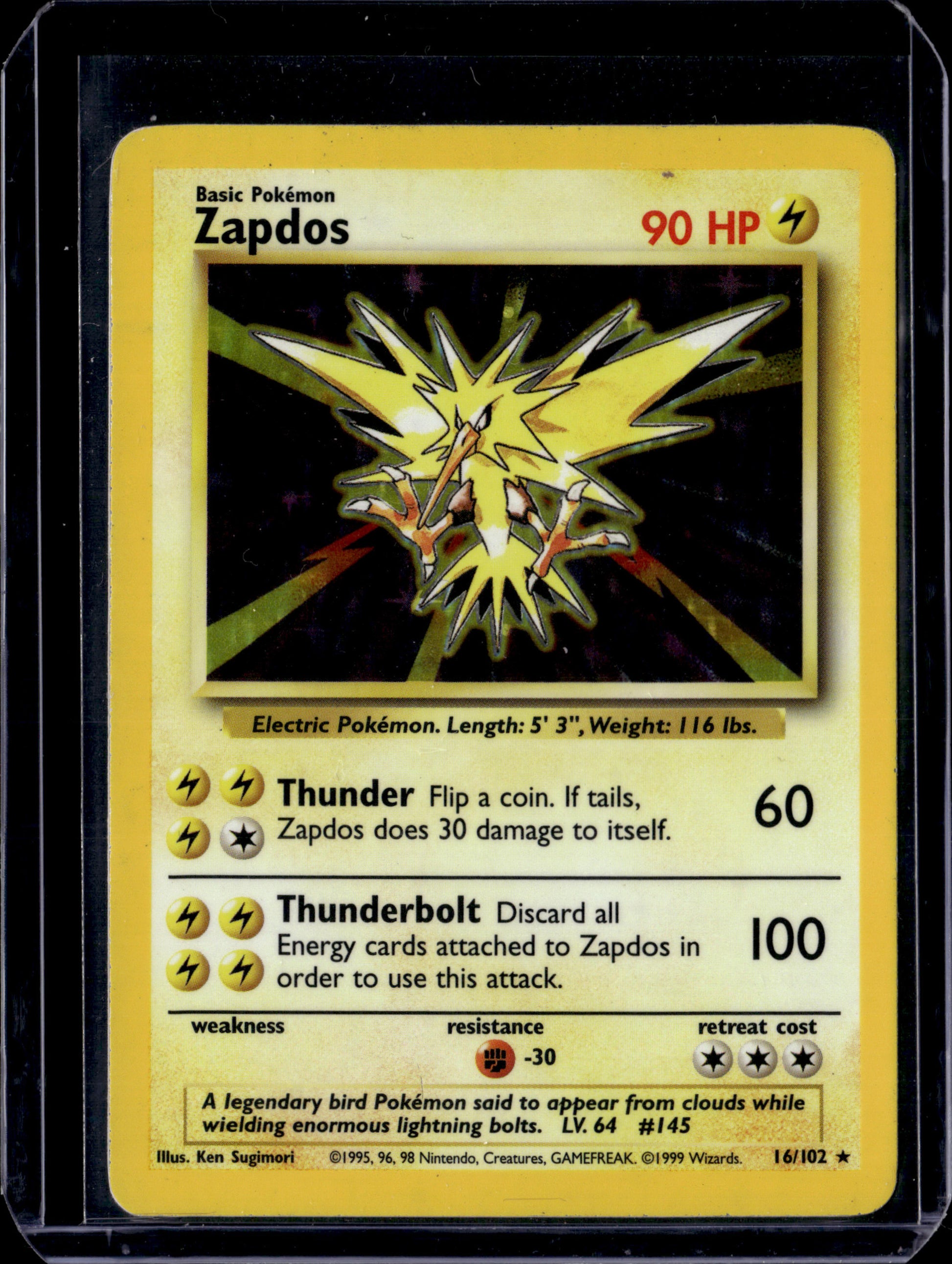 Zapdos Base Set #016/102 Holofoil Pokémon Card (front)