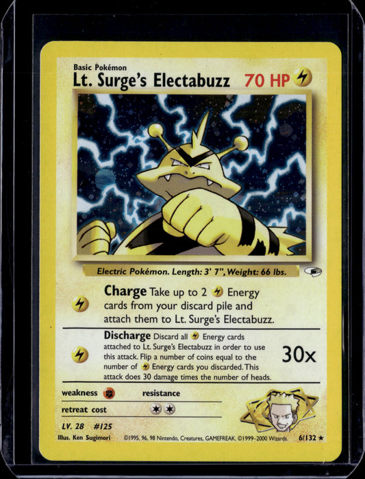 Lt. Surge's Electabuzz (6) Gym Heroes #006/132 Unlimited Holofoil Pokémon Card (front)