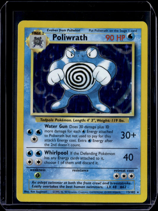 Poliwrath Base Set #013/102 Holofoil Pokémon Card (front)
