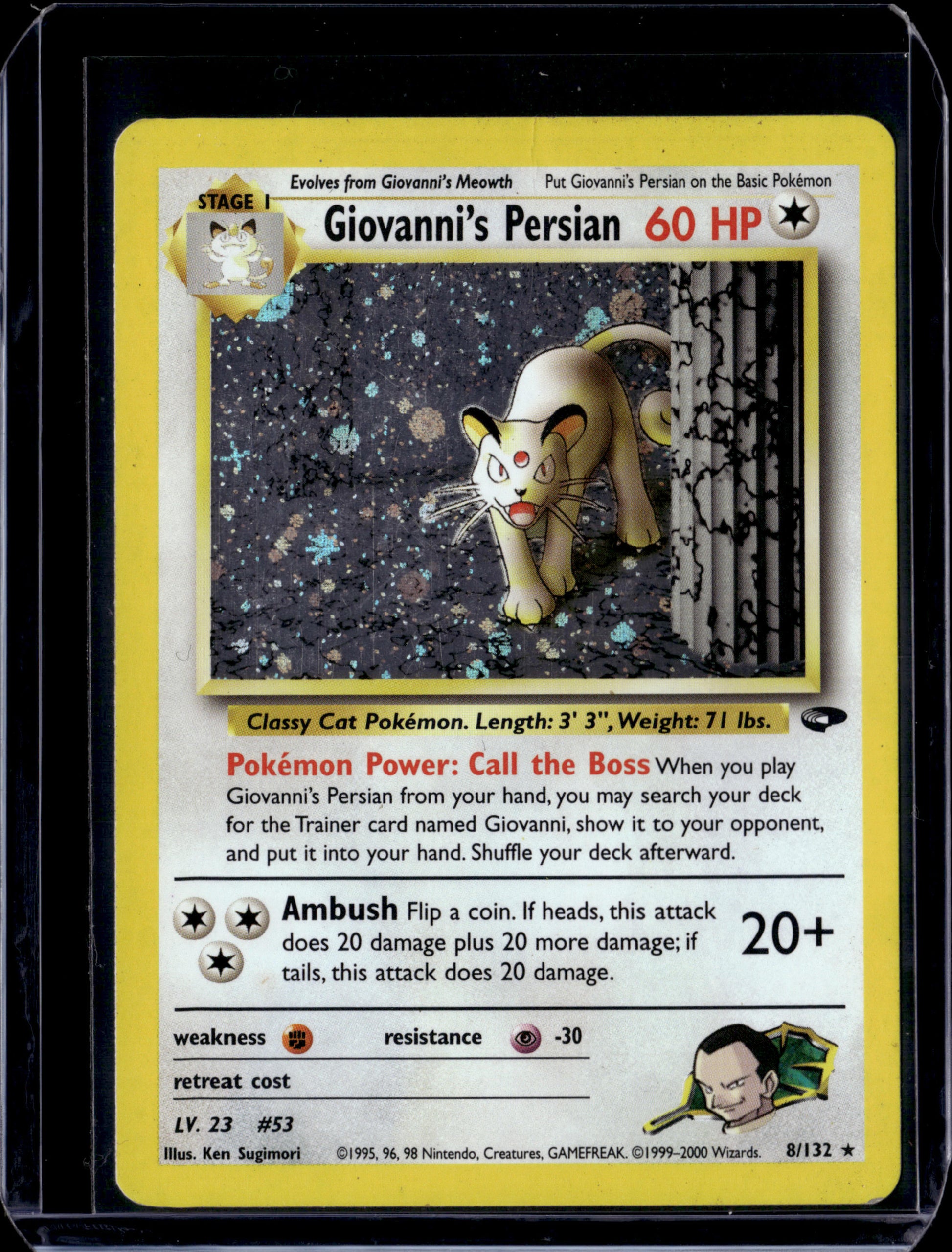 Giovanni's Persian Gym Challenge #008/132 Unlimited Holofoil Pokémon Card (front)