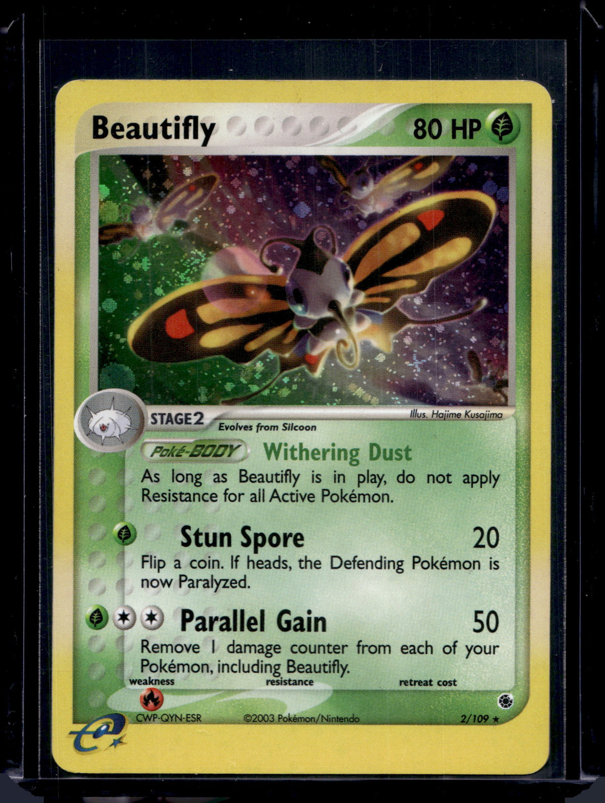 Beautifly Ruby and Sapphire #2/109 Holofoil Pokémon Card (front)