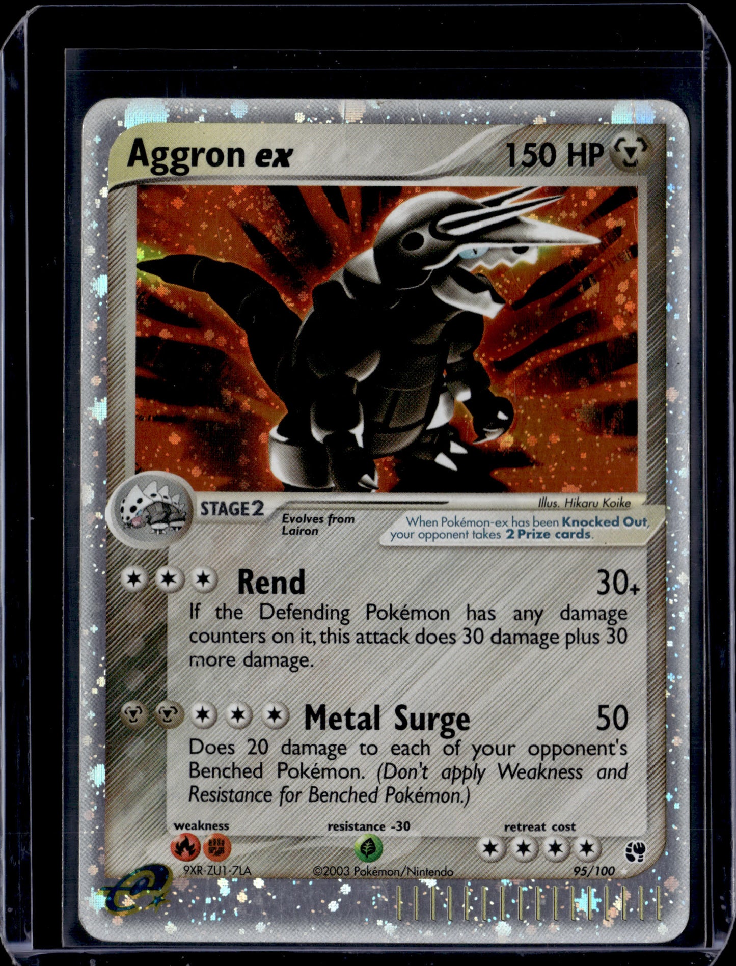 Aggron ex Sandstorm #95/100 Holofoil Pokémon Card (front)