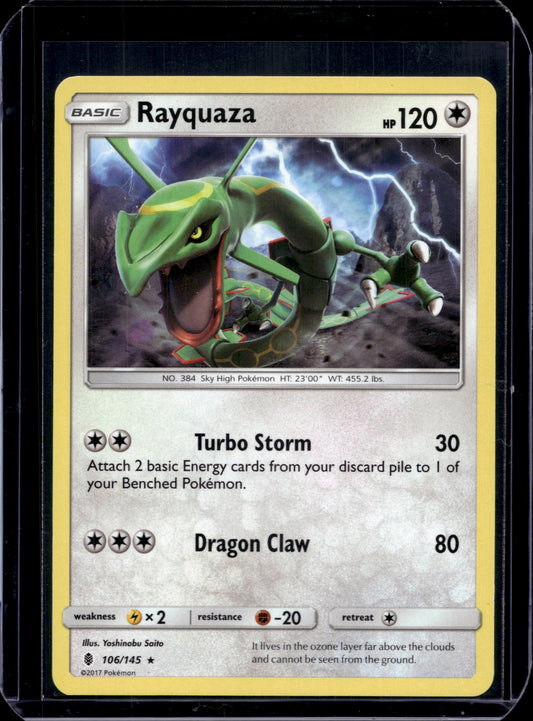 Rayquaza SM - Guardians Rising #106/145 Normal Pokémon Card (front)