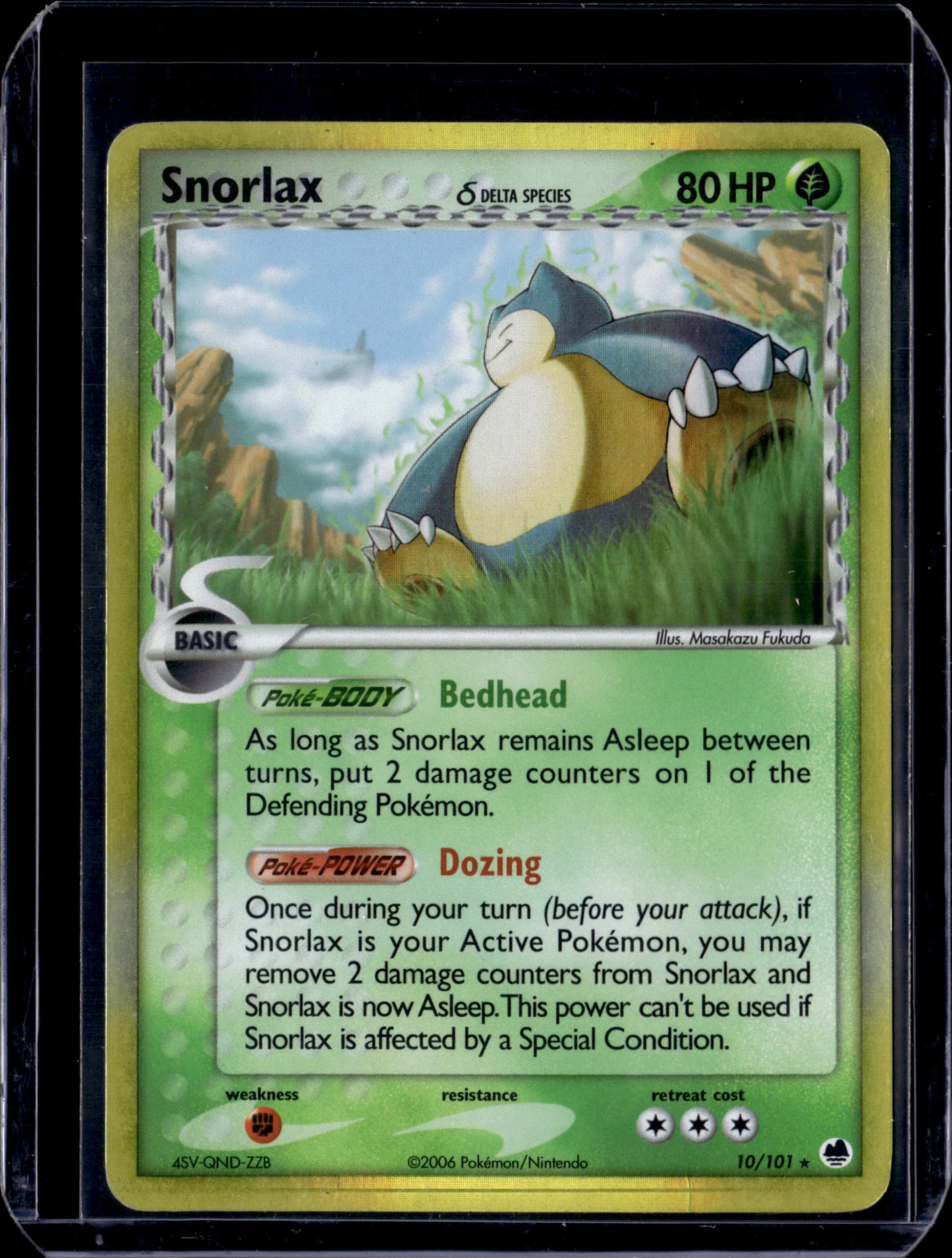 Snorlax (Delta Species) Dragon Frontiers #10/101 Holofoil Pokémon Card (front)