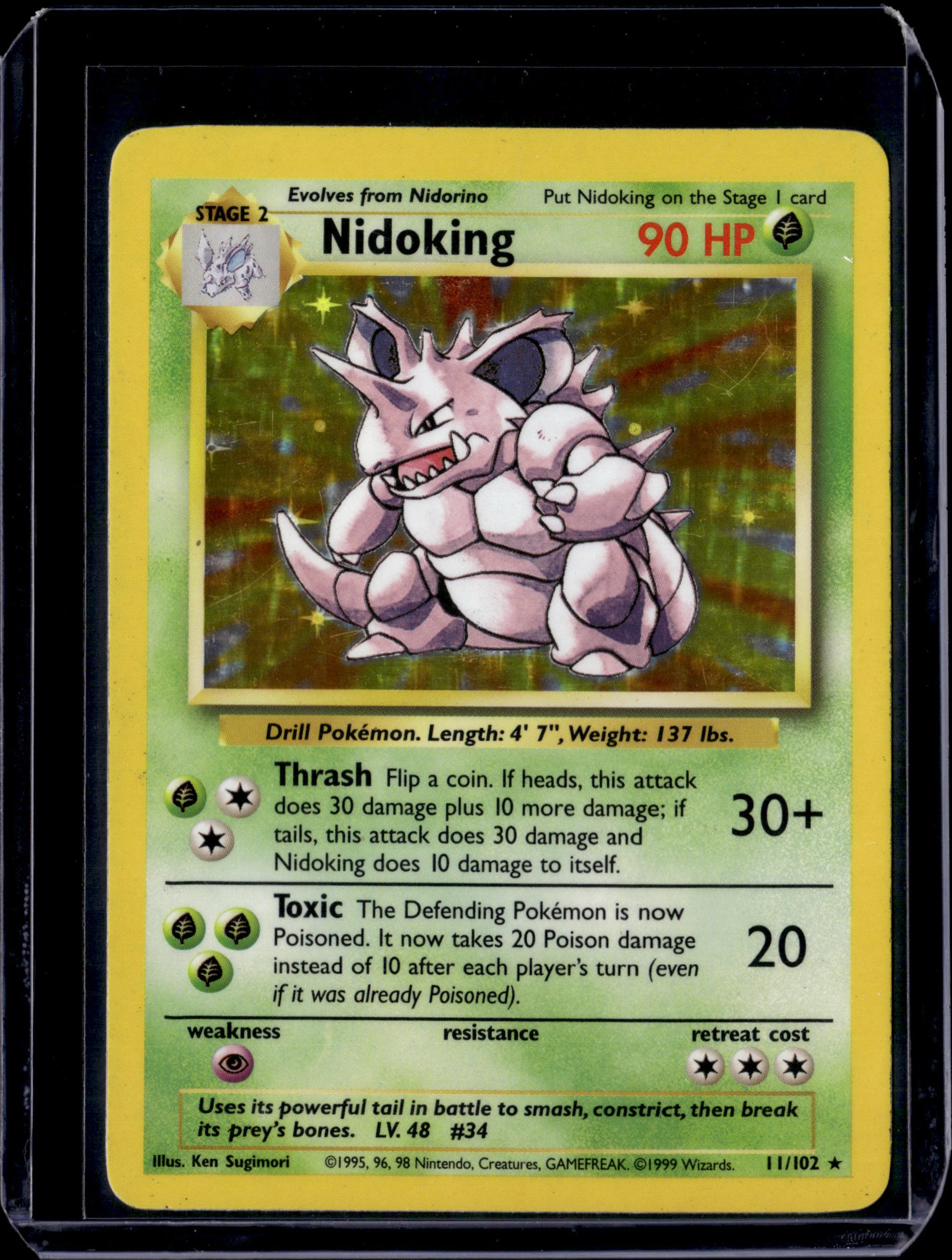 Nidoking Base Set #011/102 Holofoil Pokémon Card (front)